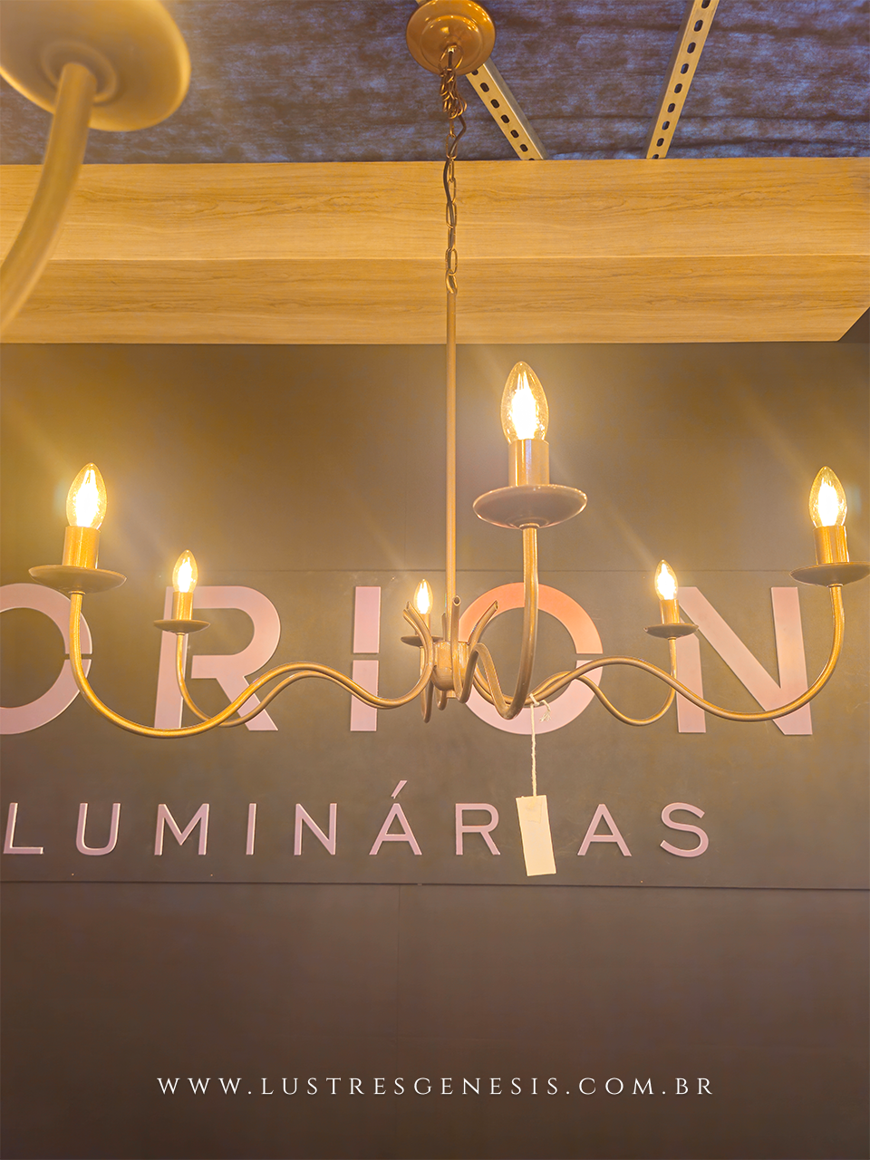 Lustre 6 Braços Dourado Zeta Rústico